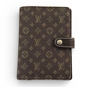 Louis Vuitton Brown Mini Lin Monogram Agenda PM Passport Journal Organizer